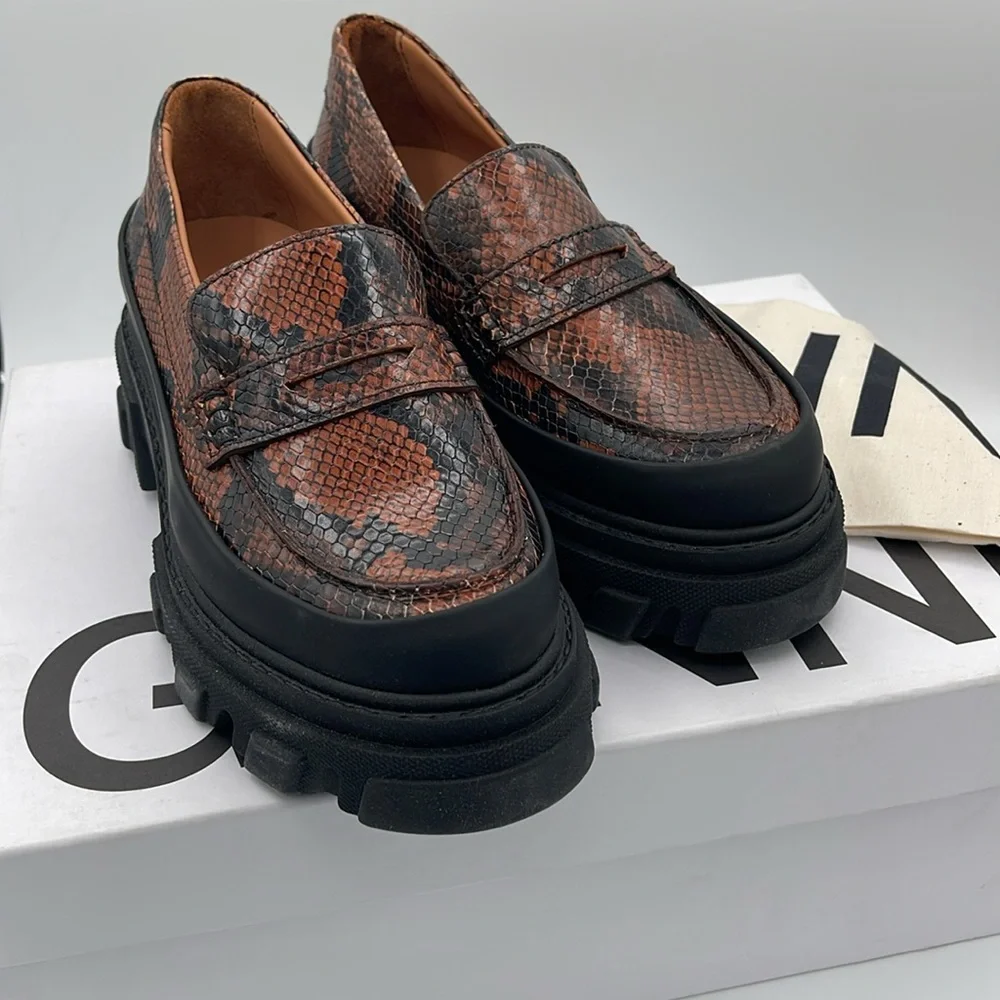 Ganni Embossed Snake Chunky Loafer